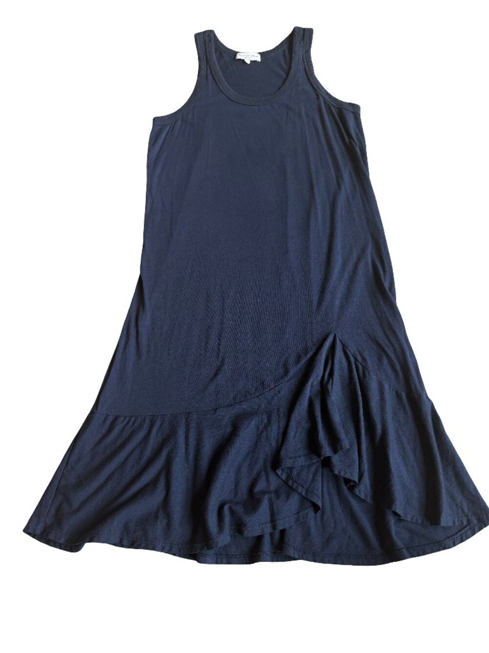 Michael Stars Navy Ruffle Hem Racerback Maxi Dress Asymmetrical X-Small Women's